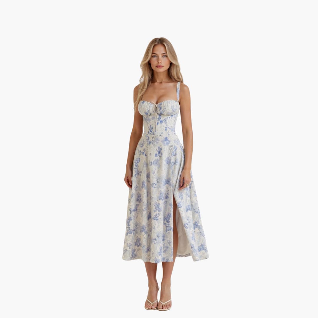 Lorena | Tailliertes Midikleid Mit Rückenschnürung