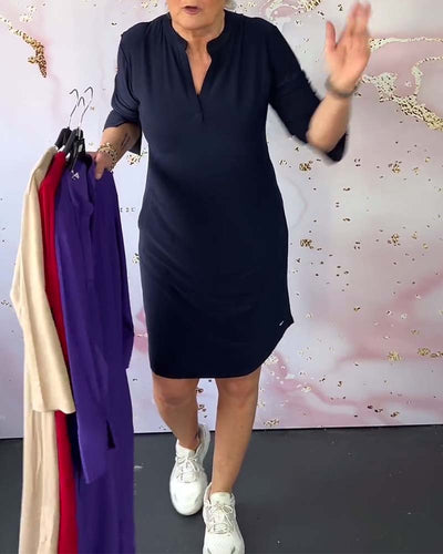Mila | V-ausschnitt Kleid - Schlicht & Elegant