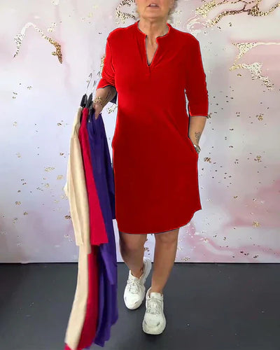 Mila | V-ausschnitt Kleid - Schlicht & Elegant