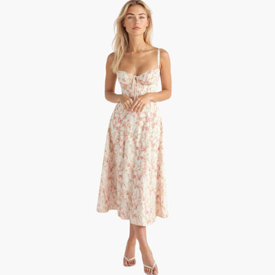 Lorena | Tailliertes Midikleid Mit Rückenschnürung