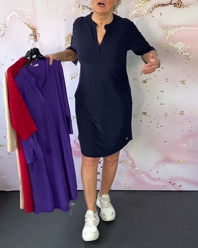 Mila | V-ausschnitt Kleid - Schlicht & Elegant