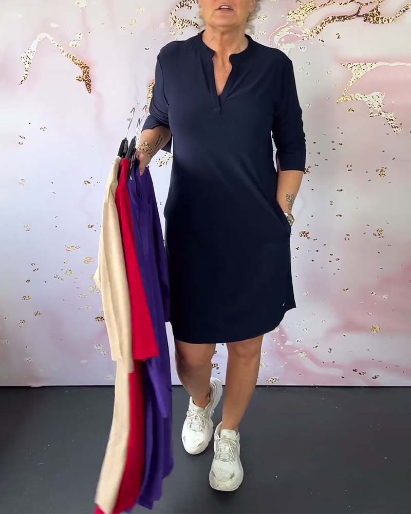 Mila | V-ausschnitt Kleid - Schlicht & Elegant