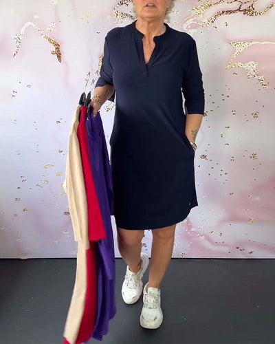 Mila | V-ausschnitt Kleid - Schlicht & Elegant