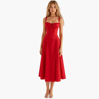 Lorena | Tailliertes Midikleid Mit Rückenschnürung