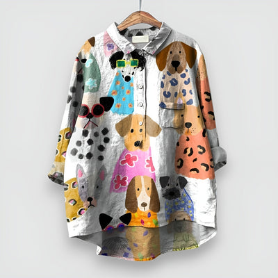 Lena | Damen-Shirt Mit Hunde-Print - Ausdrucksstarker Stil