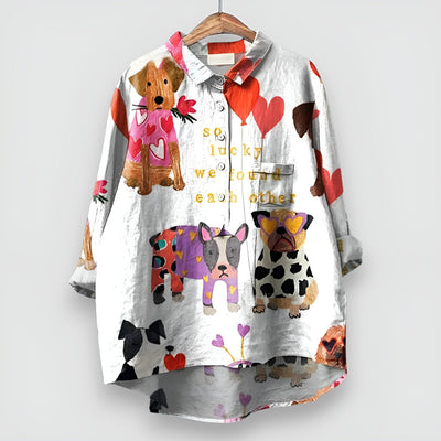 Lena | Damen-Shirt Mit Hunde-Print - Ausdrucksstarker Stil