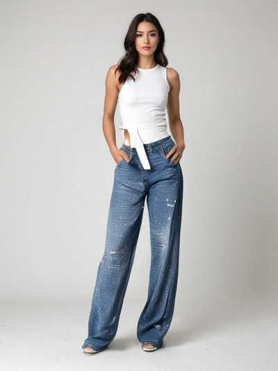 Elisabeth | Glitzer-Jeans Mit Strassdetails
