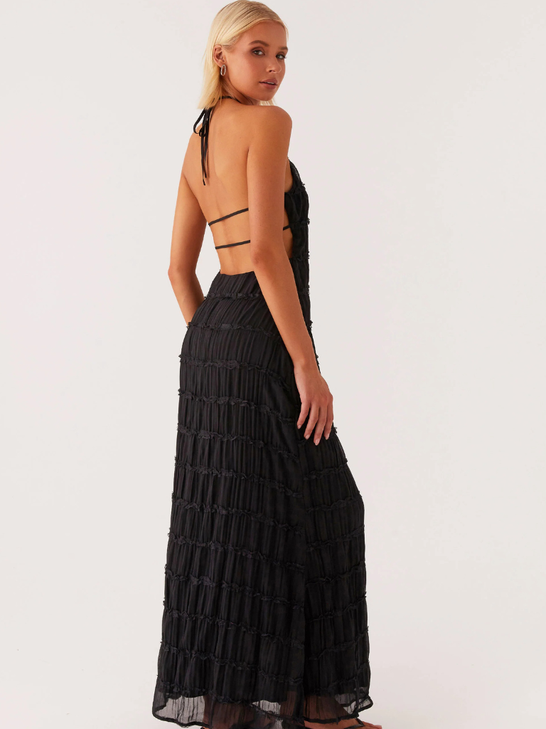 Élodie | Halterneck Maxikleid Mit Strukturierter Textur