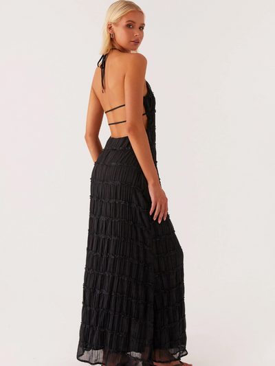 Élodie | Halterneck Maxikleid Mit Strukturierter Textur