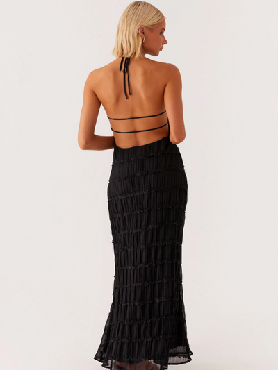 Élodie | Halterneck Maxikleid Mit Strukturierter Textur
