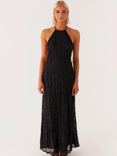 Élodie | Halterneck Maxikleid Mit Strukturierter Textur