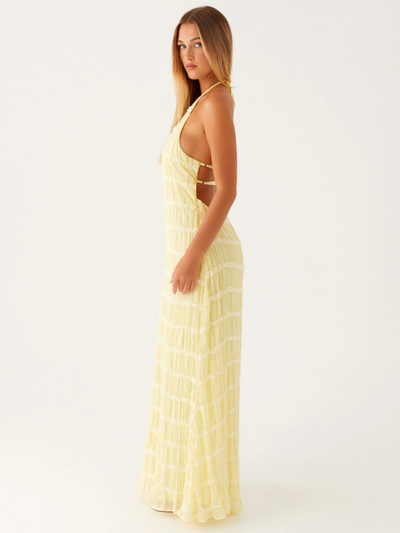 Élodie | Halterneck Maxikleid Mit Strukturierter Textur