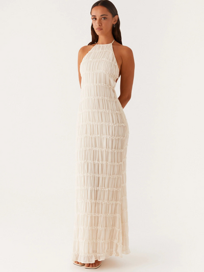 Élodie | Halterneck Maxikleid Mit Strukturierter Textur
