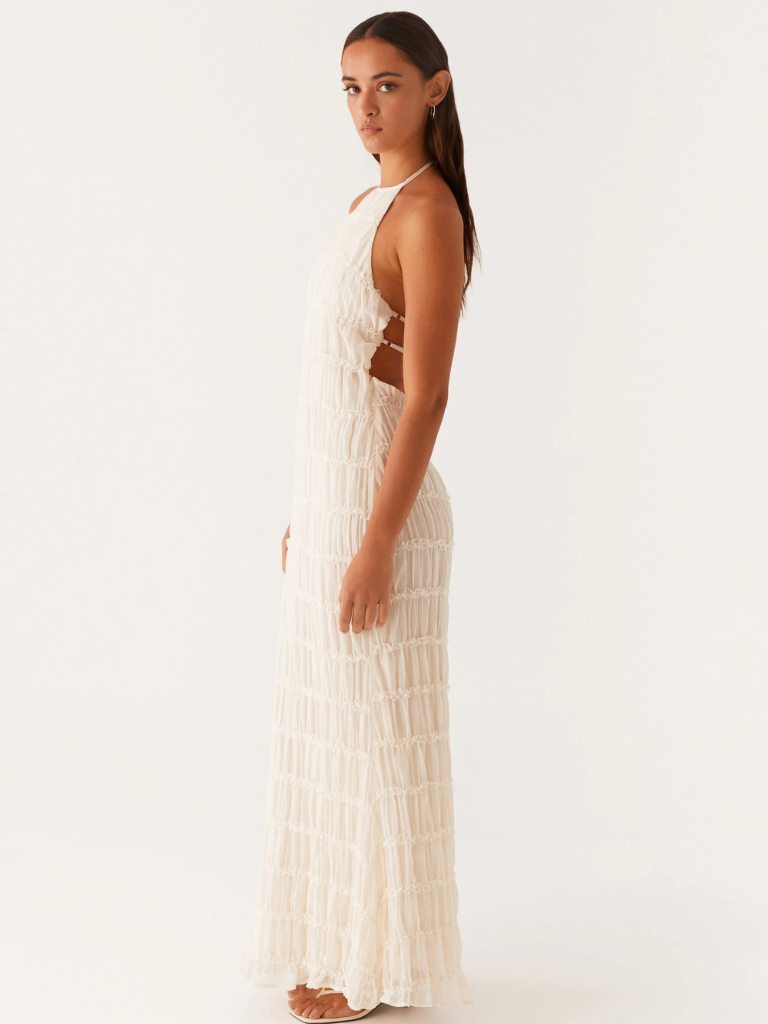 Élodie | Halterneck Maxikleid Mit Strukturierter Textur