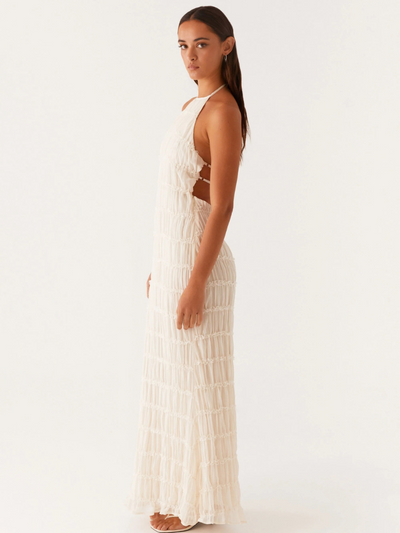 Élodie | Halterneck Maxikleid Mit Strukturierter Textur