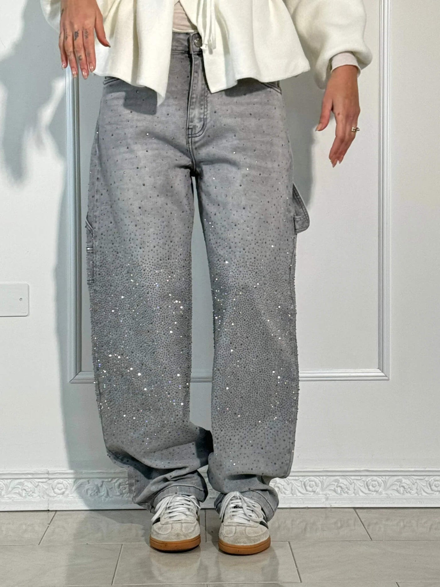 Elisabeth | Glitzer-Jeans Mit Strassdetails