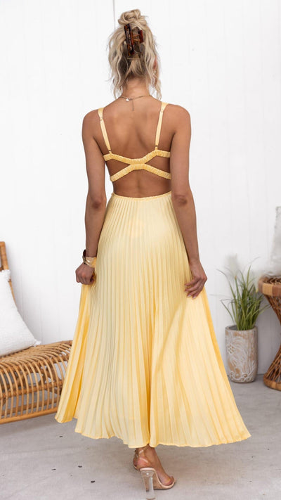 Valeria | Plissiertes Maxikleid Mit V-Ausschnitt