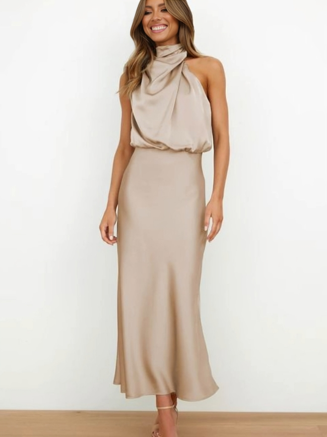 Leonor – Langes Satin Kleid