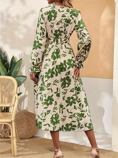 Florence Robe – Midi Kleid Mit Blumenmuster Und Laternärmeln