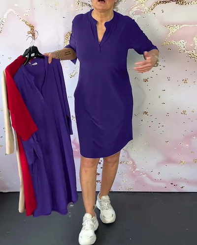 Mila | V-ausschnitt Kleid - Schlicht & Elegant